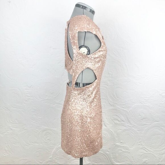Trixxi rose gold allover sequin cutout mini dress - Picture 4 of 8